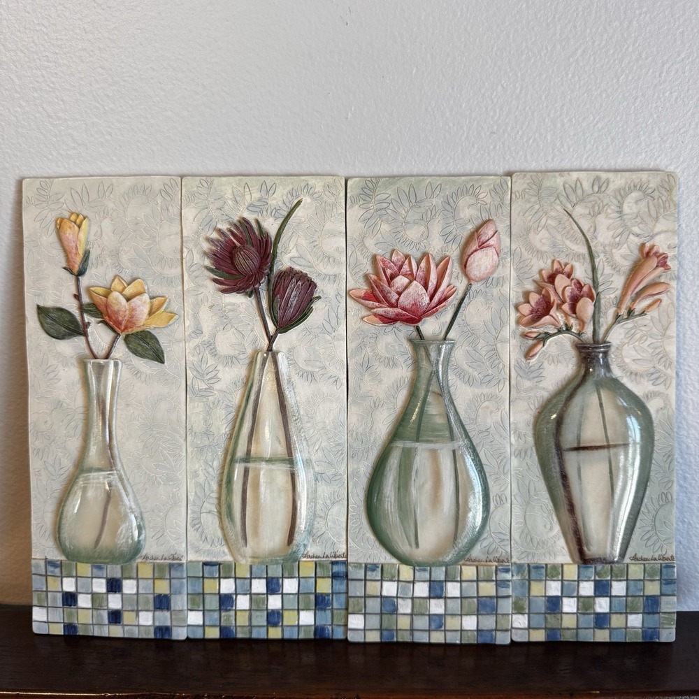 4 - 9.5" Andrea Laliberte 3D Floral Resin Wall Plaques Flowers in Vases